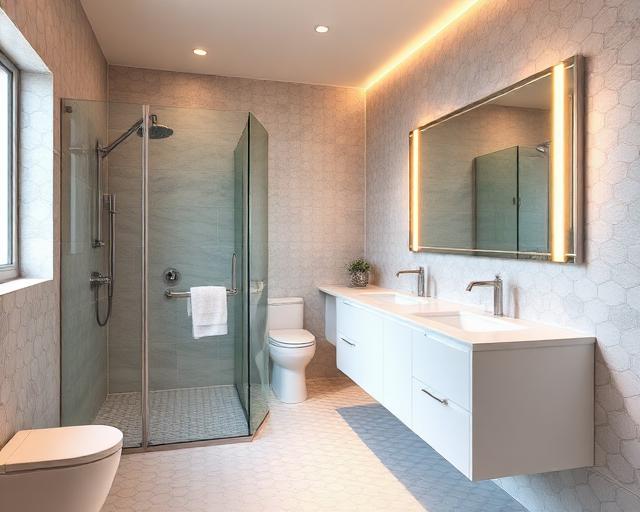 Modern bathroom with walk-in shower